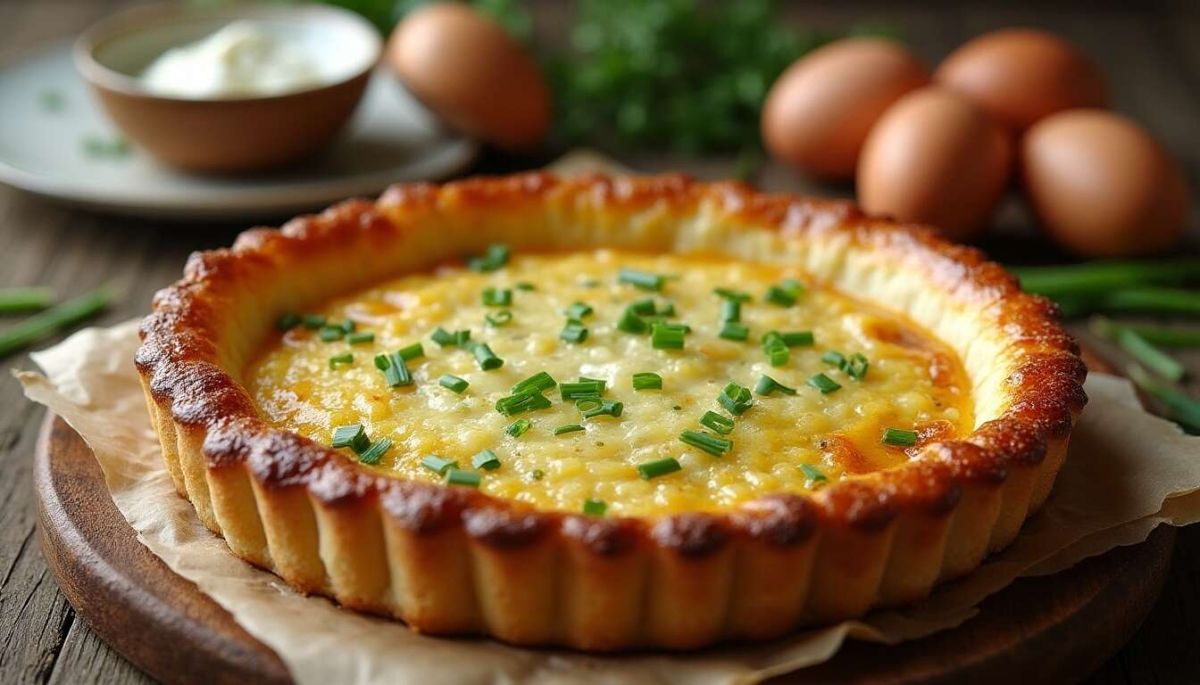 Recette de tarte au chèvre frais, oignons nouveaux et ciboulette