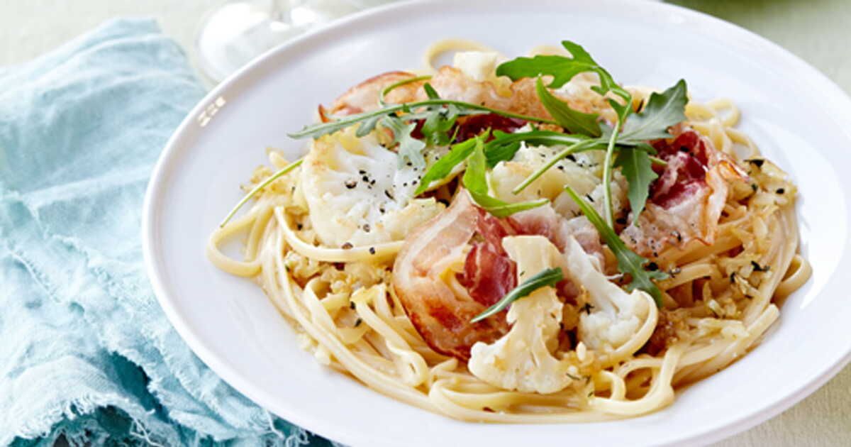 Linguine à la pancetta et au chou-fleur