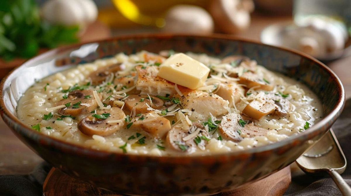 Préparez un risotto au poulet et champignons : un délice assurément savoureux