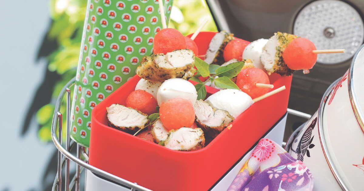 Brochettes de poulet pané au basilic