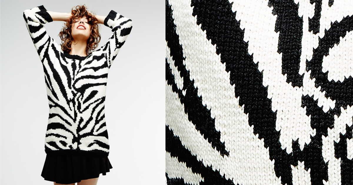 Plongez dans l'élégance du pull jacquard zèbre