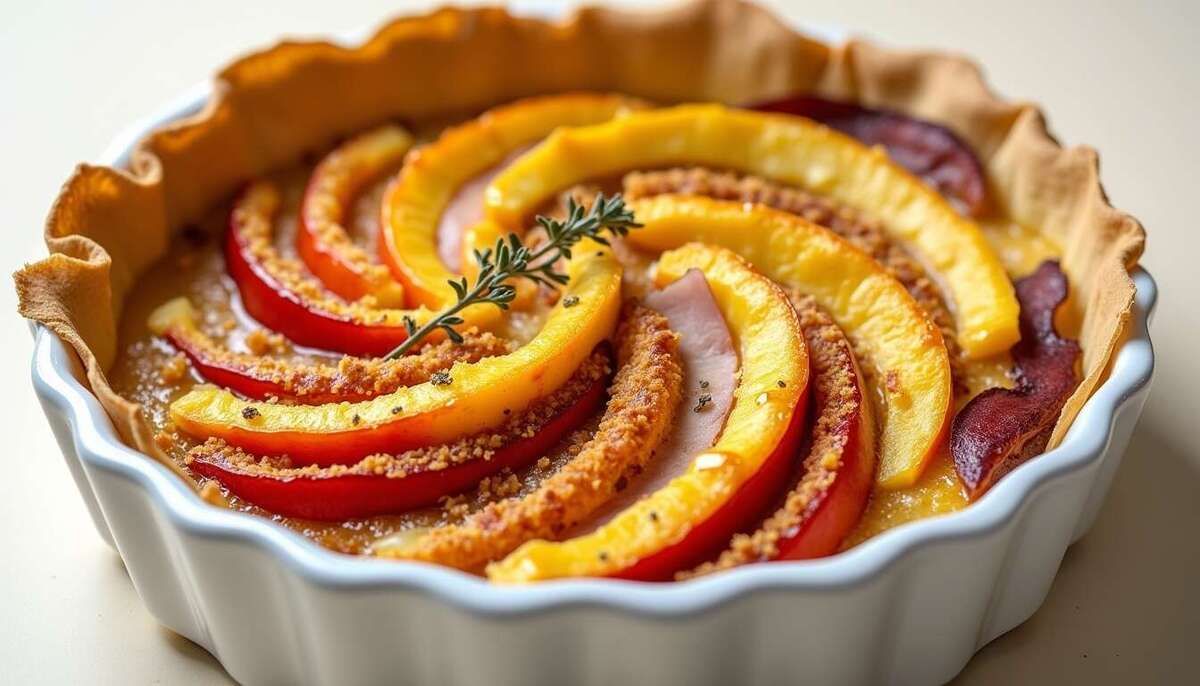 Dégustez une tourte au potiron, chèvre et lardons pour vos repas conviviaux