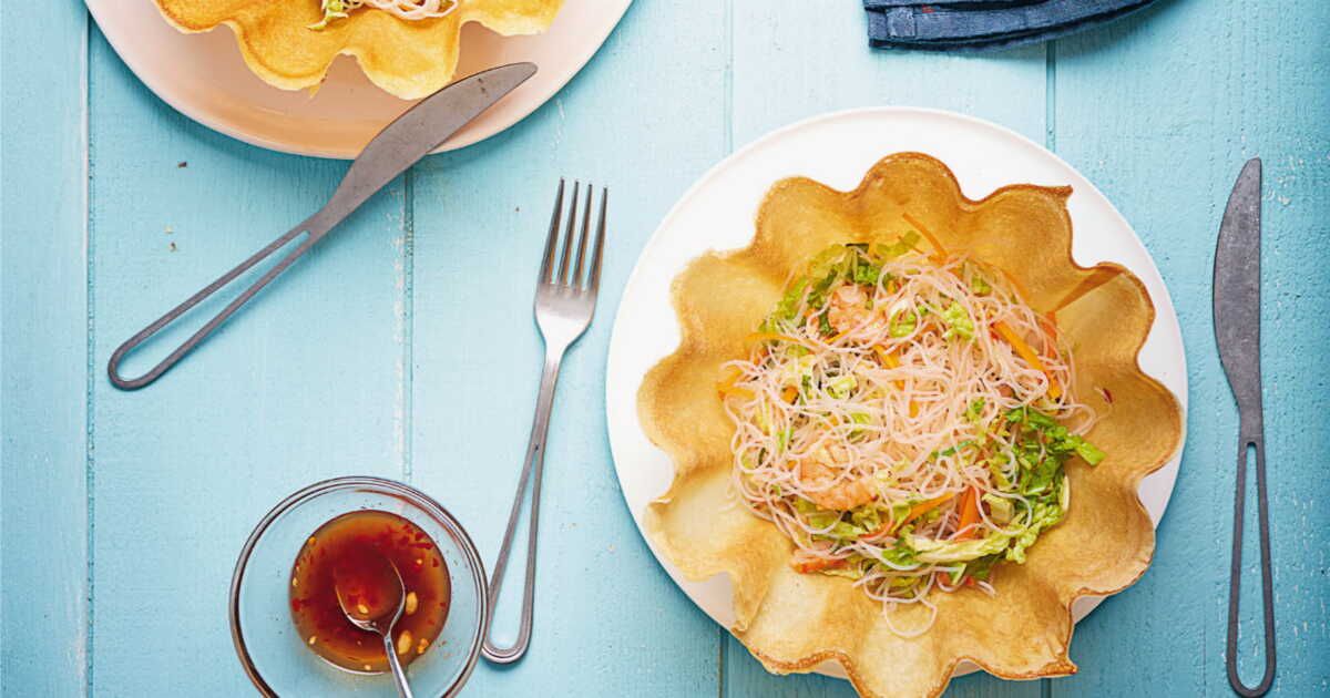Tulipes de salade thaïes aux crevettes