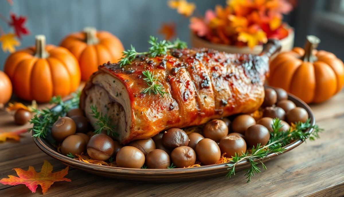 Une recette réconfortante de rôti de porc aux marrons